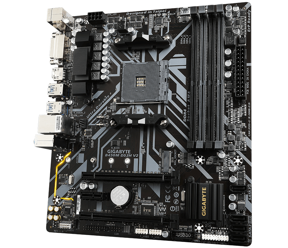 Bekijk afbeelding 2 van Gigabyte AM4 B450M DS3H V2 - M.2/HDMI/DVI/Ã‚ÂµATX